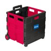 Bazic BAZIC® Folding Cart on Wheels w/Lid Cover, 16 x 18 x 15in, Black/Red 2199